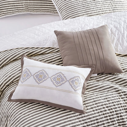 Wonderful 5 Piece Striped Coverlet Set