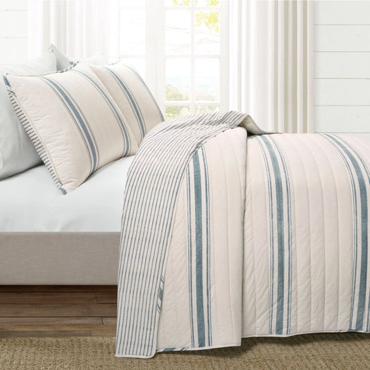 Lush Decor Farmhouse Stripe 3 Piece Quilt Set