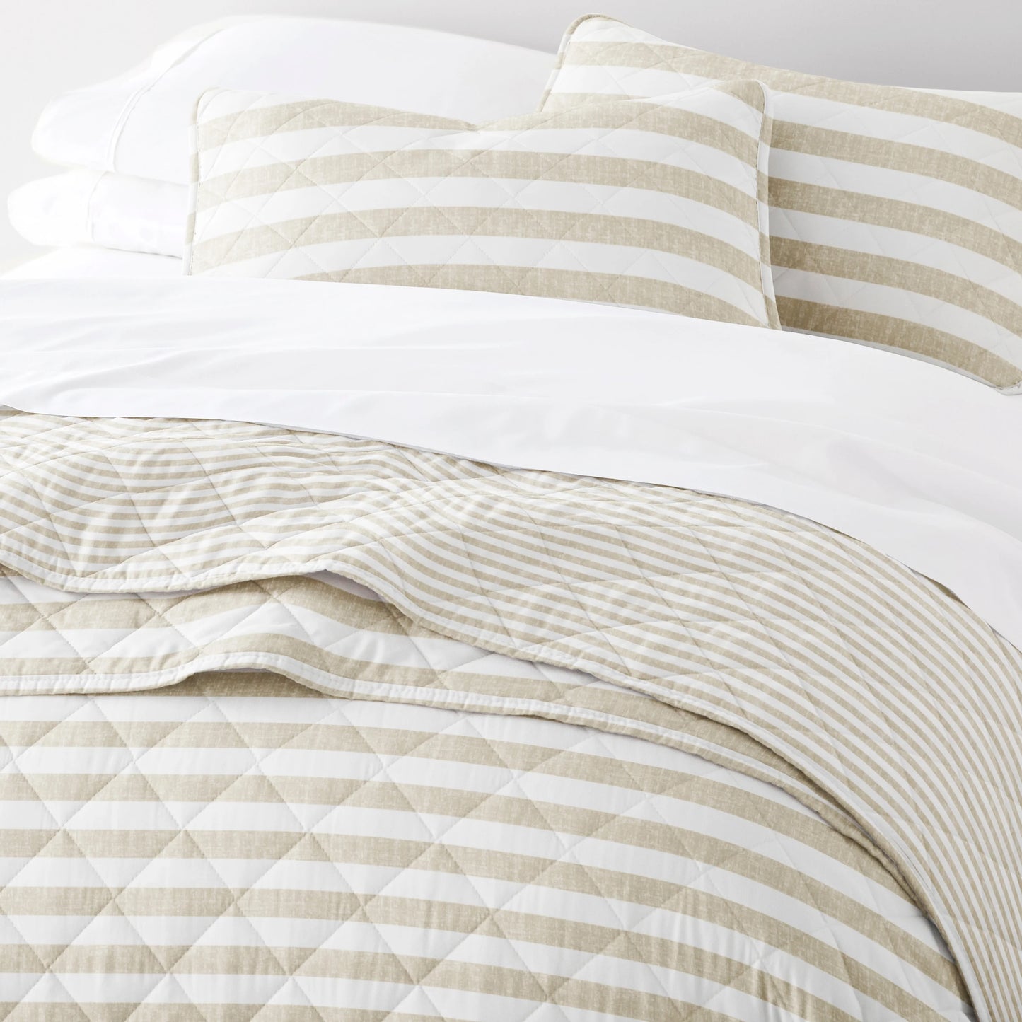 Becky Cameron All Season 3 Piece Striped Reversible Quilt Set