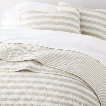Becky Cameron All Season 3 Piece Striped Reversible Quilt Set