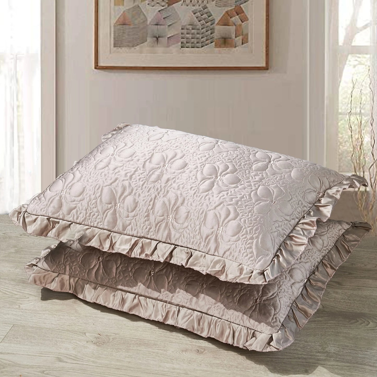 Serent Matte Satin Ruffle Bedspread Set