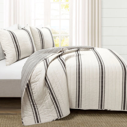 Lush Decor Farmhouse Stripe 3 Piece Quilt Set