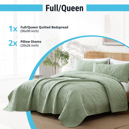 HLC.ME Benji - 3 Piece Size Quilt Set, Lightweight Bedspread Coverlet Set