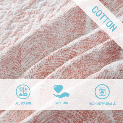 Tommy Bahama Distressed Water Leaves Cotton Reversible Quilt Set