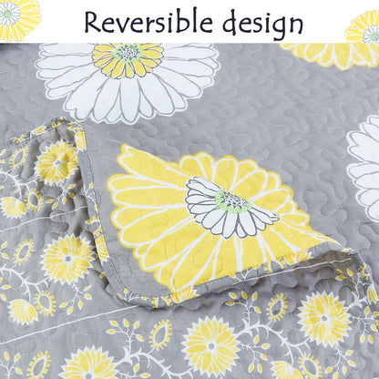Copper Grove Craigmore Gray Yellow Floral Print Quilt Bedding Set