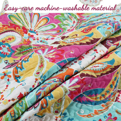 Flourish Colorful Floral Reversible 3-Piece Quilt Bedding Set