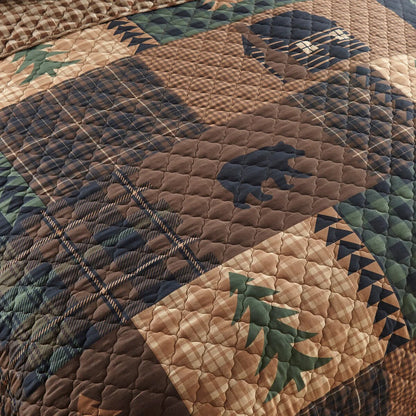 Donna Sharp Brown Bear Cabin 3-PC Quilt Set