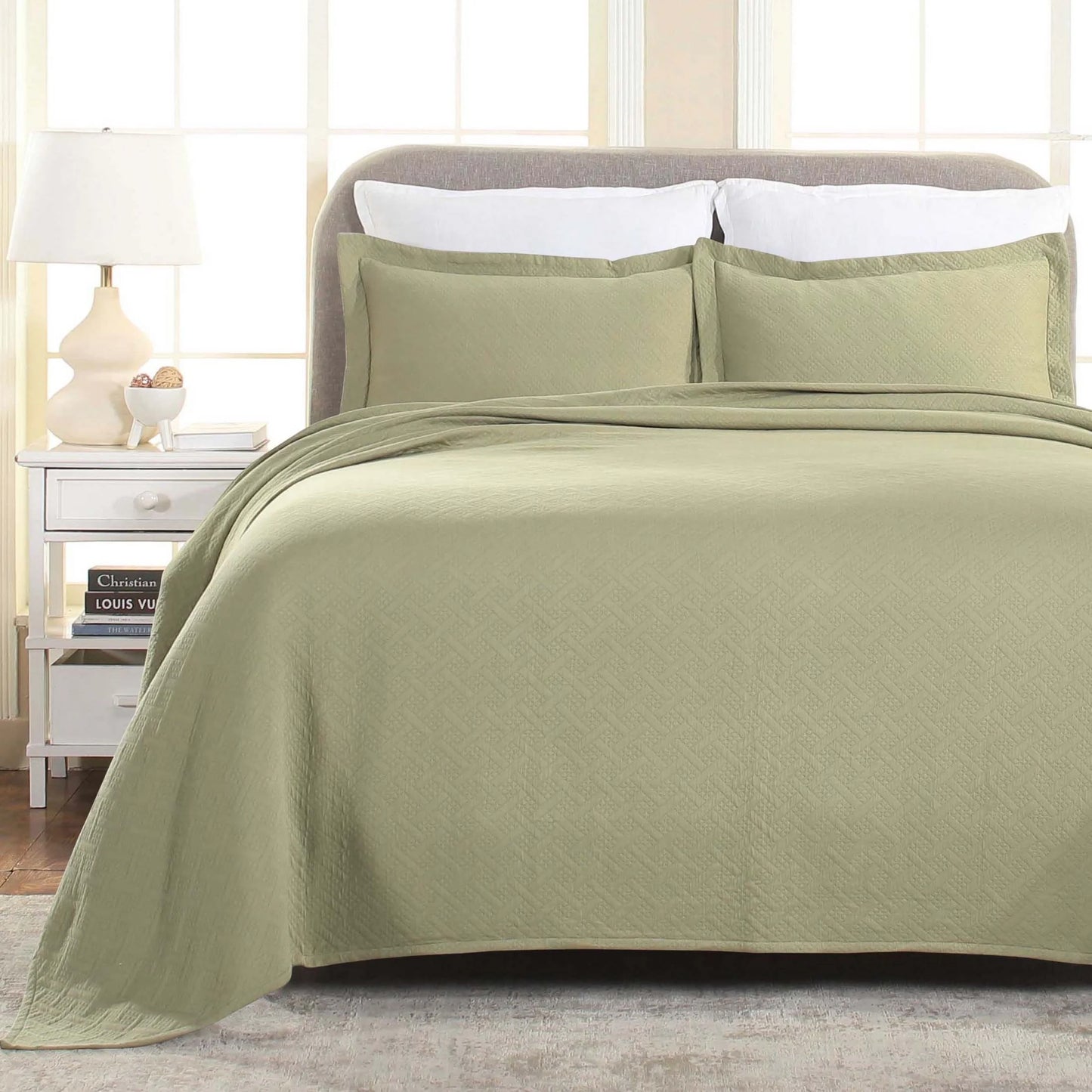 Superior Basketweave Cotton Decorative Bedspread Set