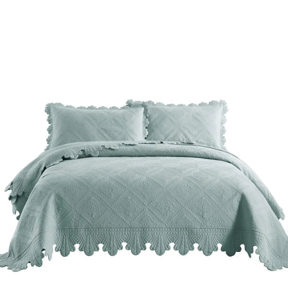 MarCielo 3Pcs 100% Cotton Oversized Quilt Bedspread Coverlet Set TK