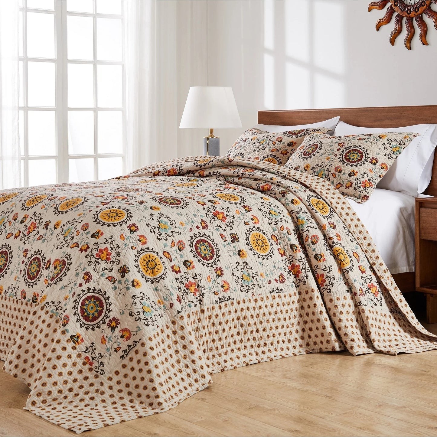 Greenland Home Fashions Andorra Cotton 100% Cotton Reversible 3-Piece Bedspread Set