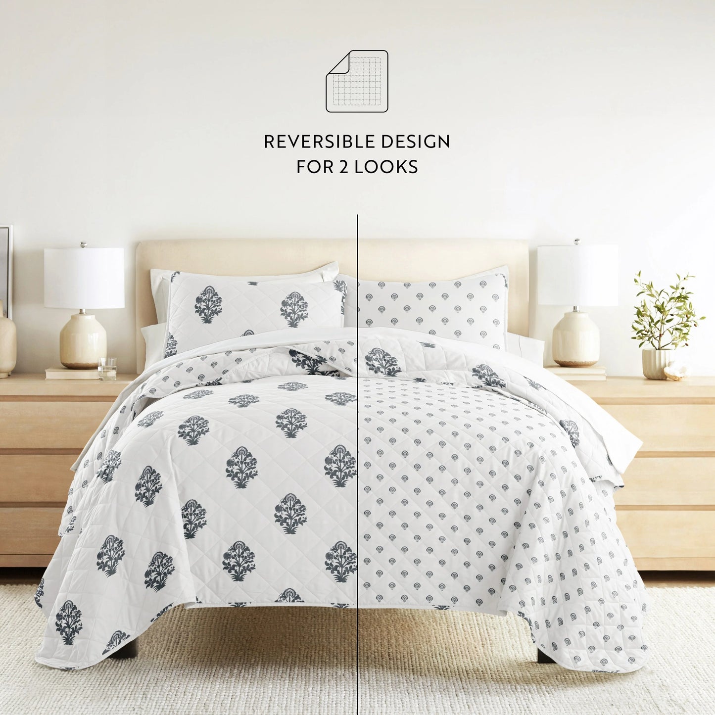 Becky Cameron All Season 3 Piece Striped Reversible Quilt Set