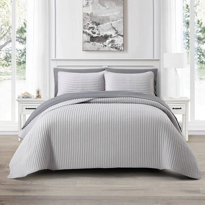 Nanshing Cassidy 7 Piece Solid Color Waffle Quilt Set