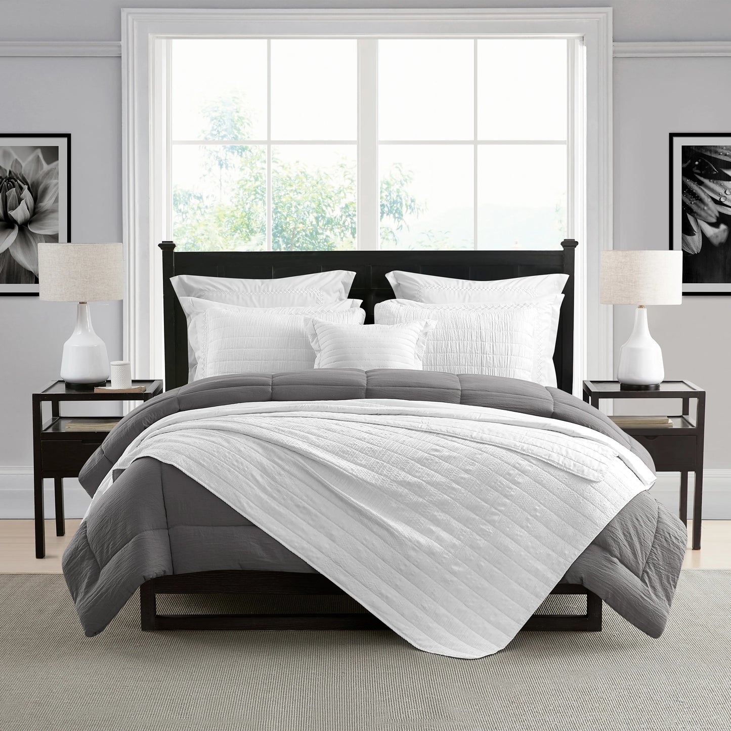 Swift Home Crinkle Enzyme Wash Oversized Coverlet/Bedspread Quilt Sets