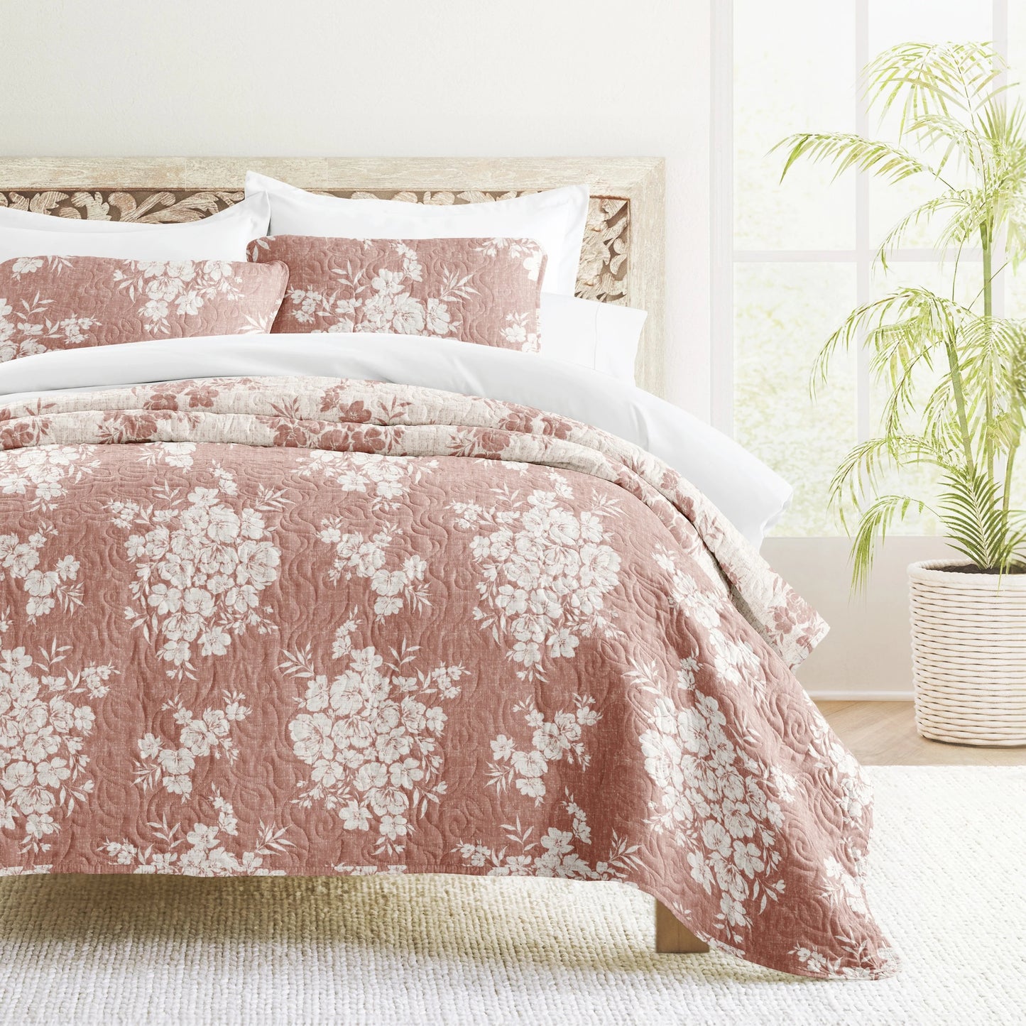 Becky Cameron All Season 3 Piece Distressed Bouquet Reversible Quilt Set