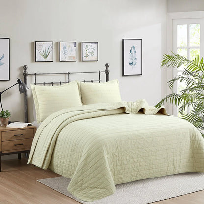 MarCielo 3PCS 100% Cotton Oversized Bedspread Set Coverlet Quilt Set Stitching