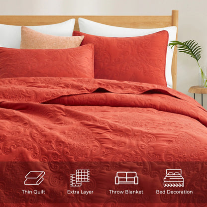 3-Piece Reversible Ultra Lighweight Coverlet Premium Microfiber Bedspread Quilt Set