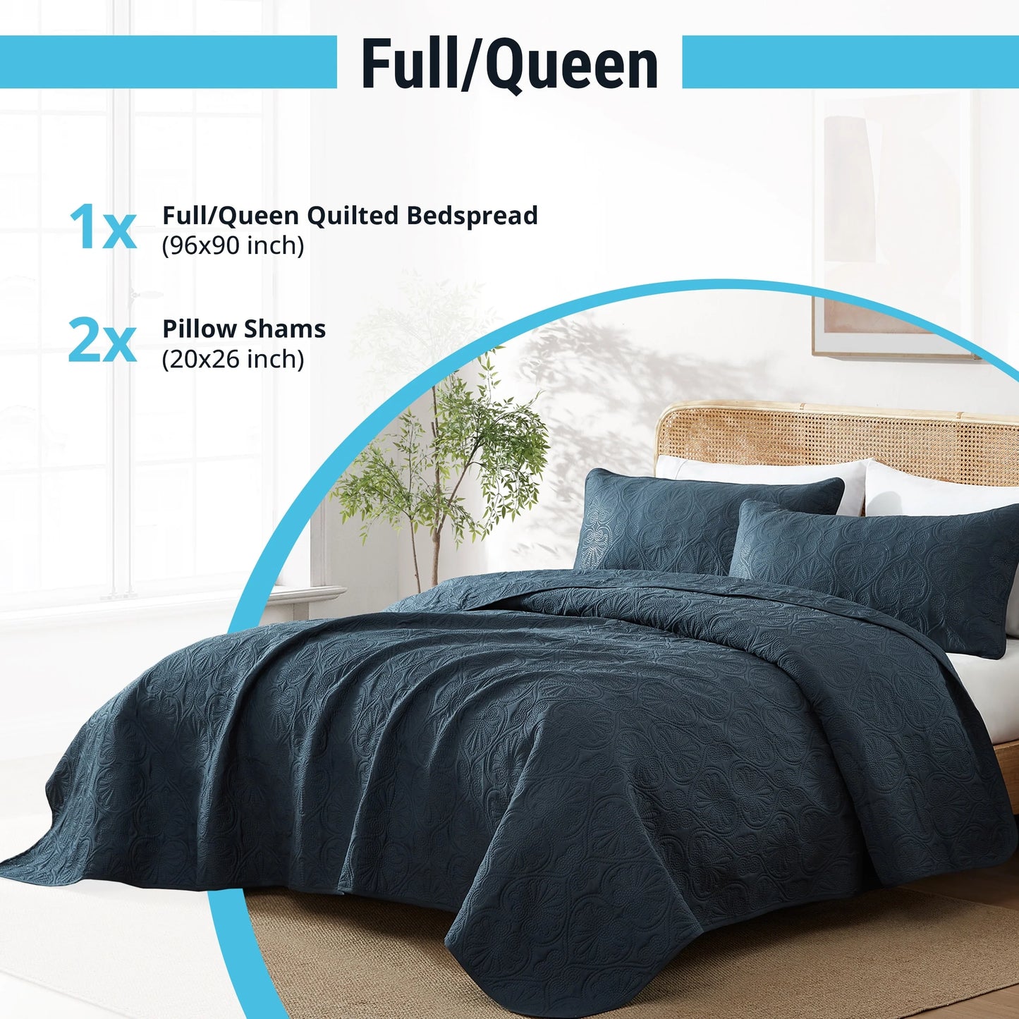 HLC.ME Benji - 3 Piece Size Quilt Set, Lightweight Bedspread Coverlet Set