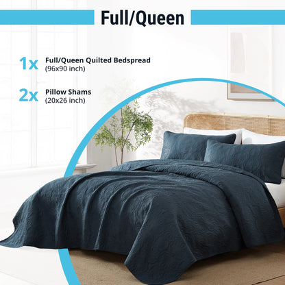HLC.ME Benji - 3 Piece Size Quilt Set, Lightweight Bedspread Coverlet Set
