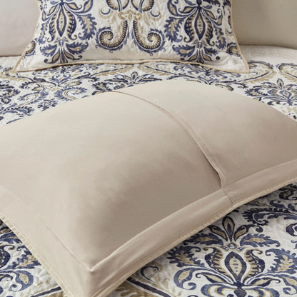 Madison Park Cardiff 6 Piece Reversible Quilt Set with Throw Pillows