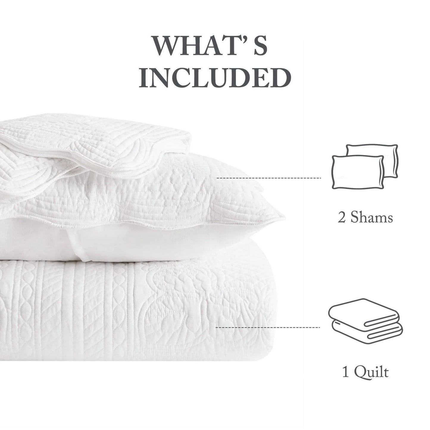 Madison Park Marino 3 Piece Reversible Scalloped Edge Quilt Set