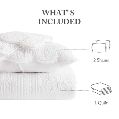 Madison Park Marino 3 Piece Reversible Scalloped Edge Quilt Set