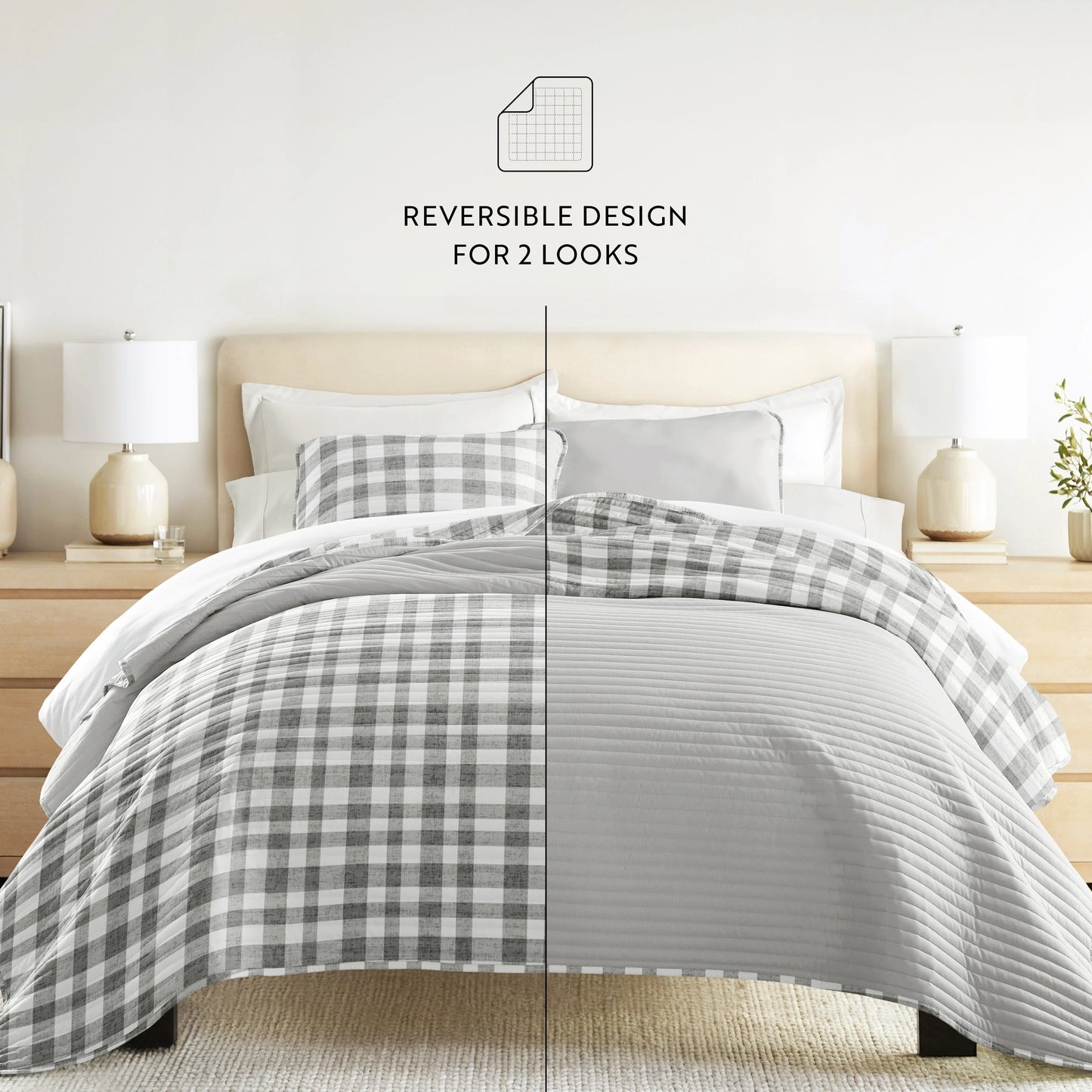 Becky Cameron All Season 3 Piece Reversible Patterned Quilt Set