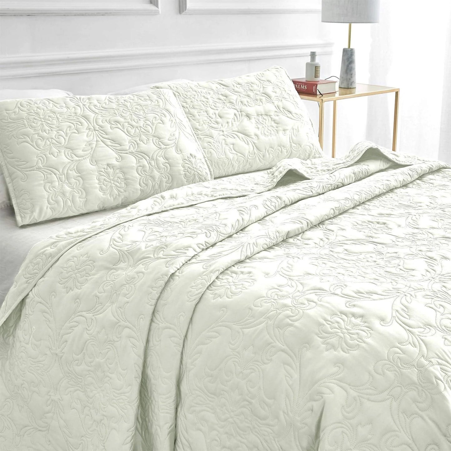 Sophia & William 2/3 Pieces Quilt Set, Reversible Microfiber Bedding Bedspread Coverlet Set