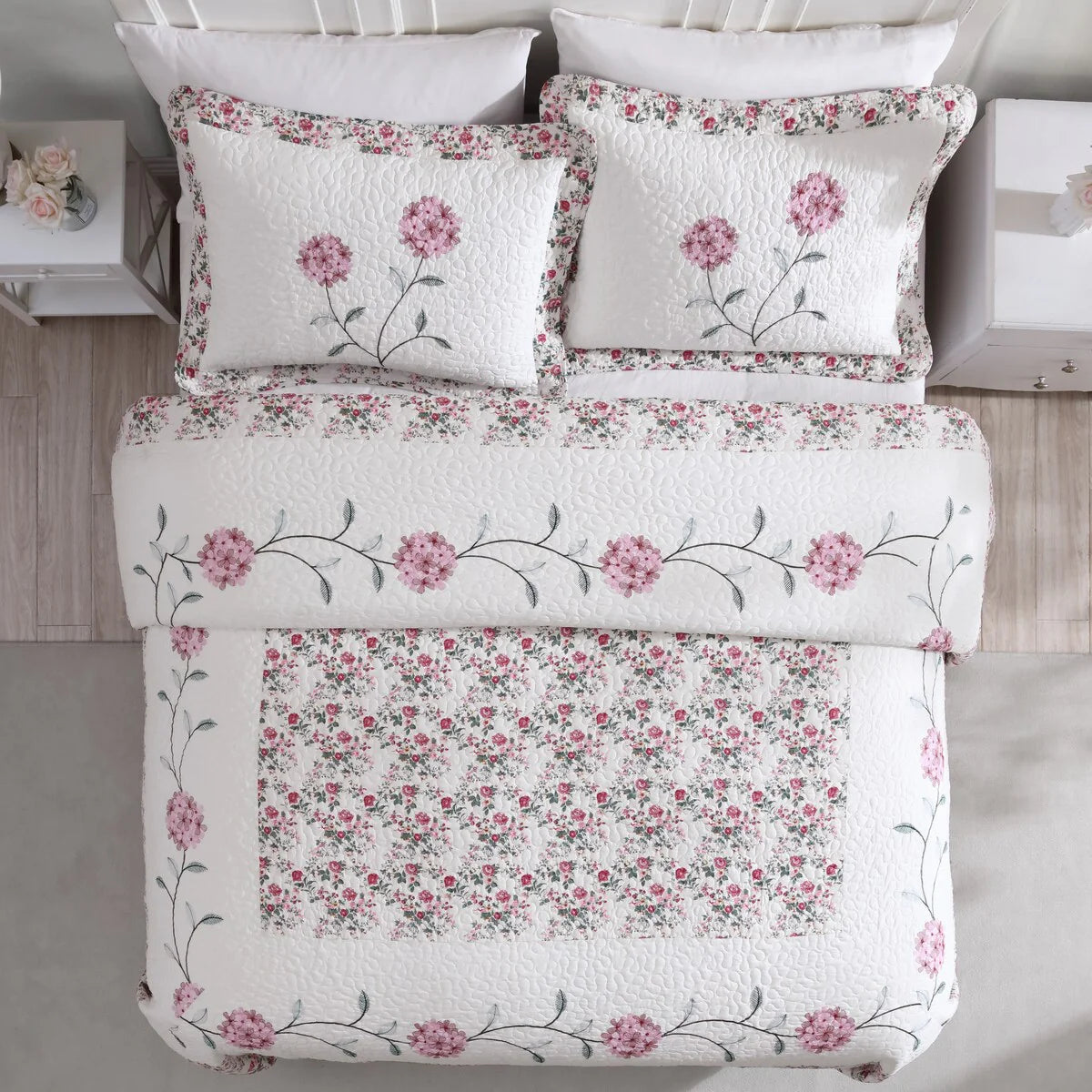 Carnation Embroidered Bedspread