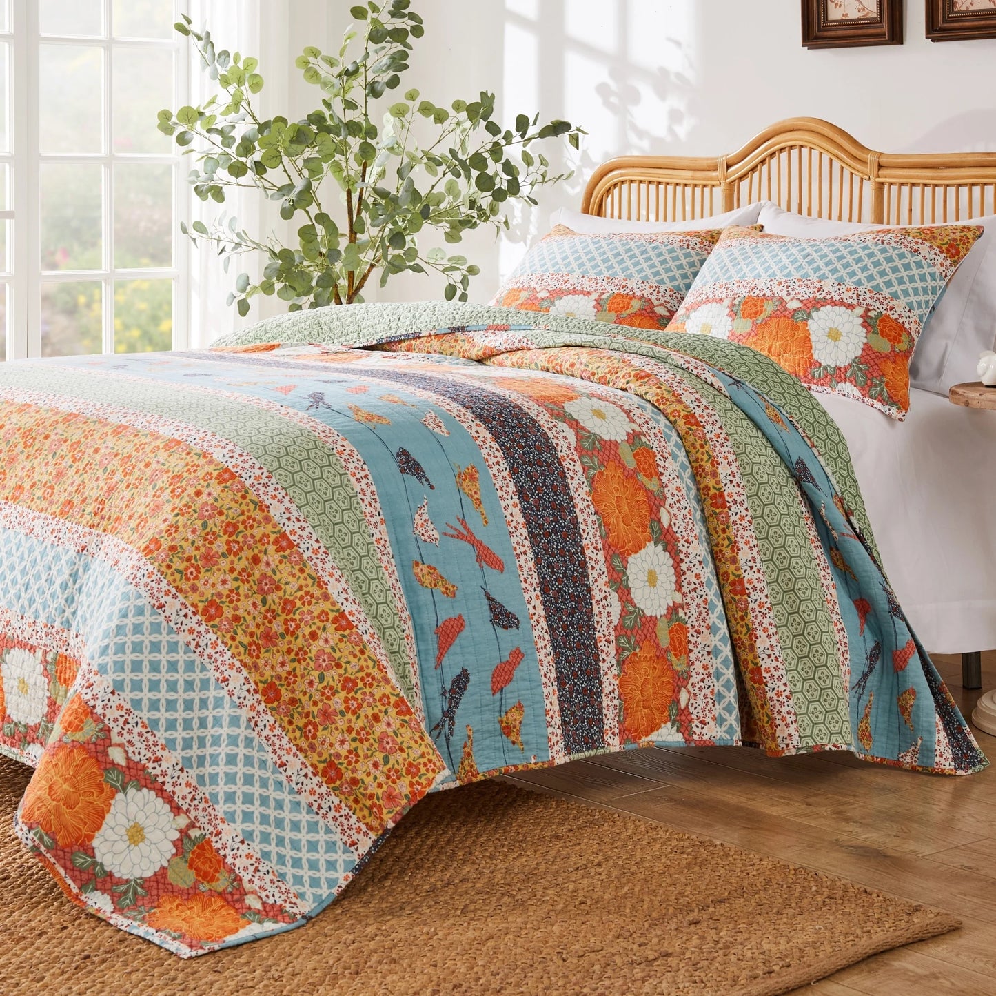 Barefoot Bungalow Carlie Modern Calico Reversible Cotton Quilt Set