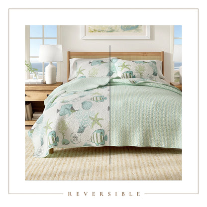Linery & Co. Coastal Microfiber Quilt Set With Shams.
