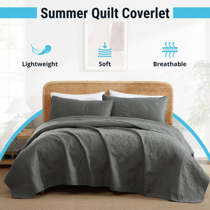 HLC.ME Benji - 3 Piece Size Quilt Set, Lightweight Bedspread Coverlet Set
