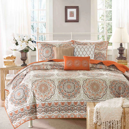 Madison Park Curtner 6 Piece Reversible Quilt Set with Throw Pillows