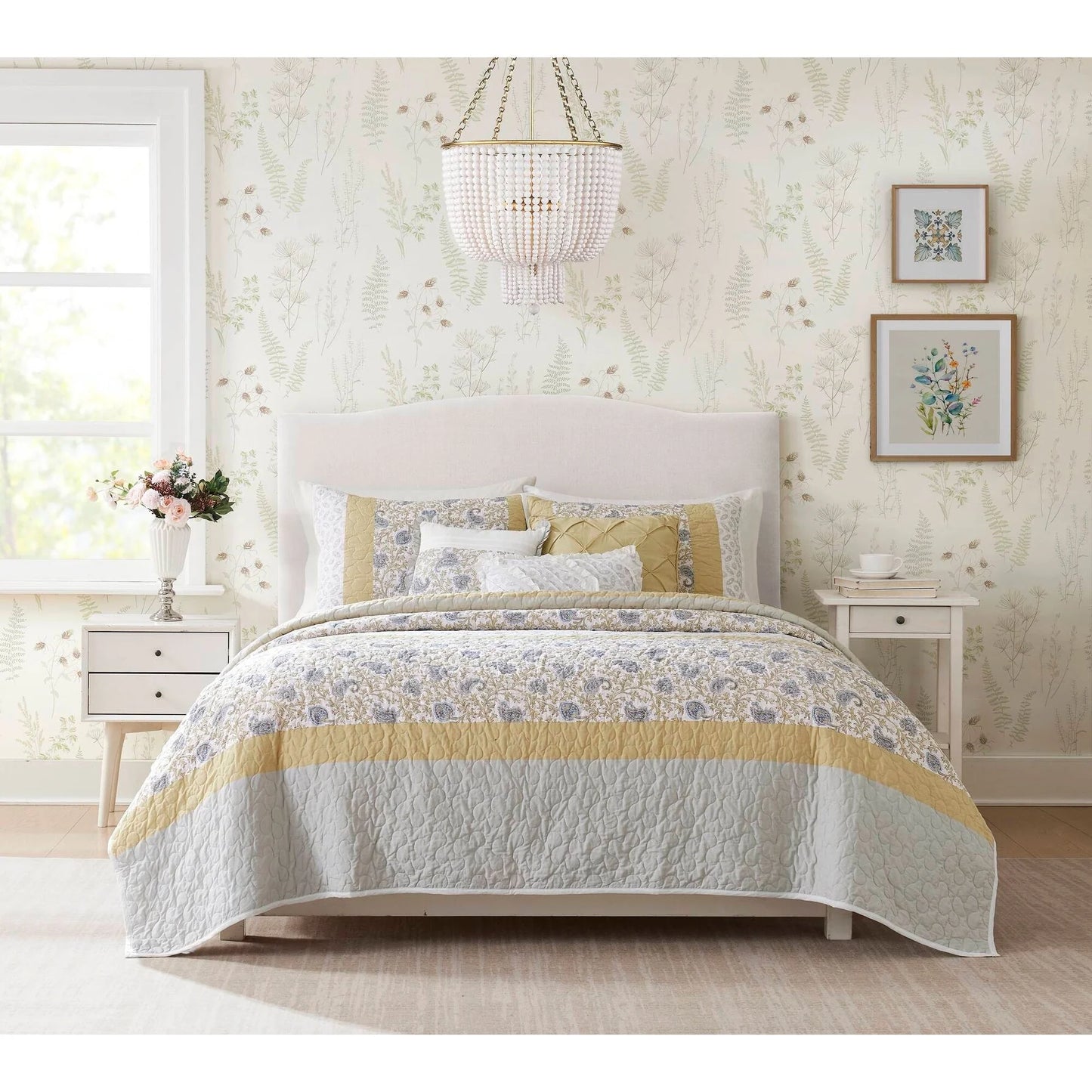 Madison Park Vanessa 6 Piece Cotton Percale Quilt Set with Throw Pillows