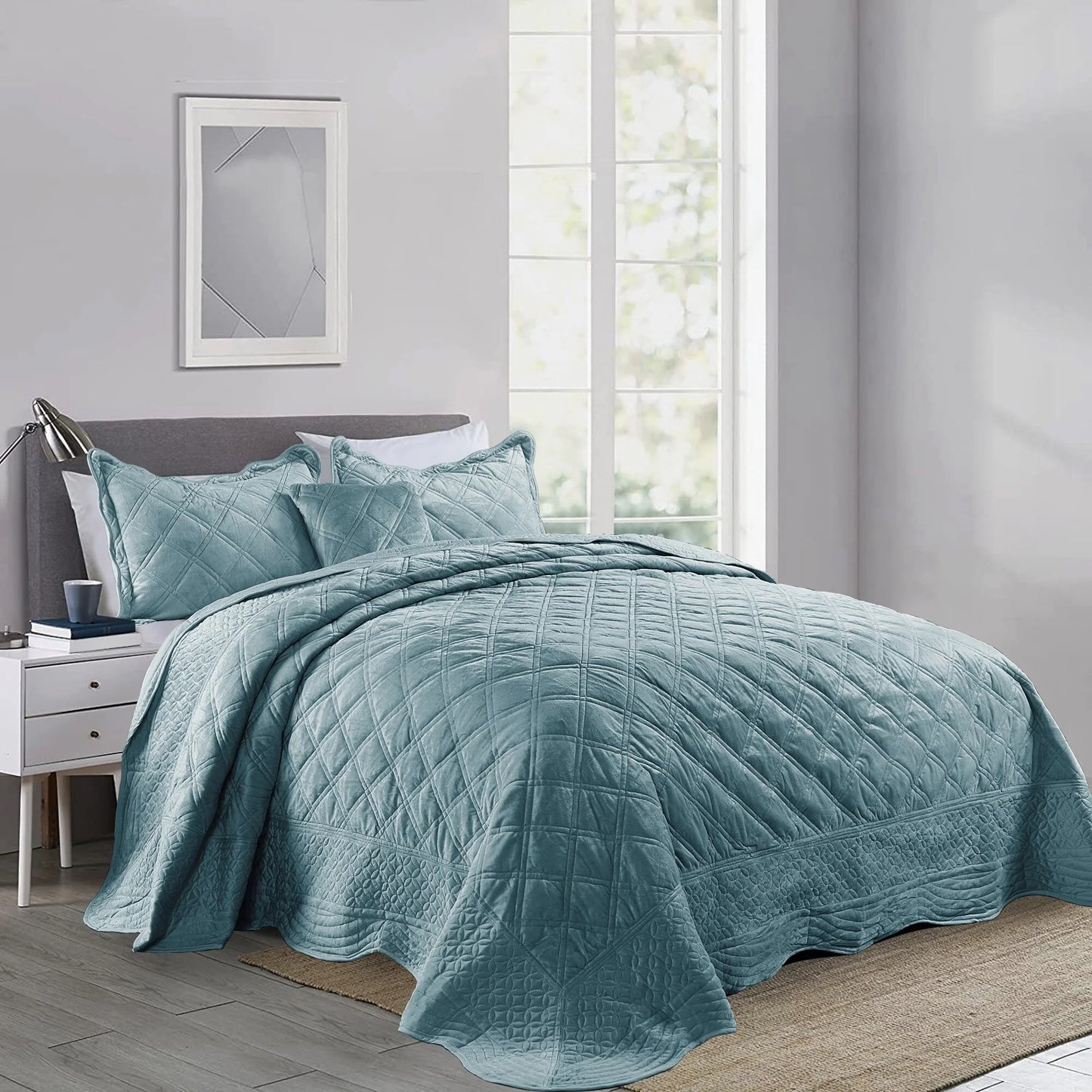 Serenta Supersoft Microplush Quilted 4 Pieces Bedspread Coverlet Set