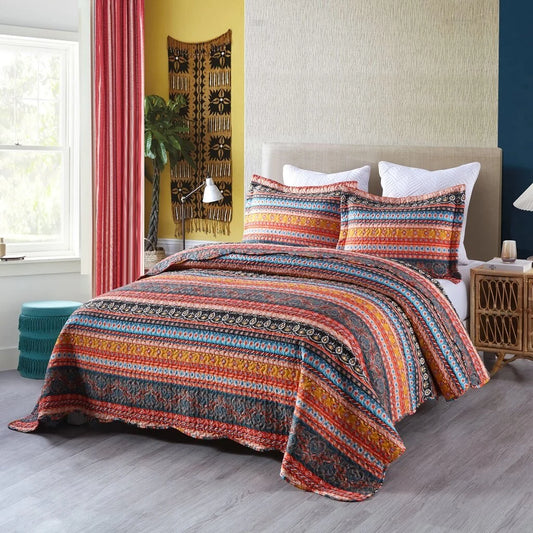 3 Piece Bohemian Quilt Bedspread Set By012