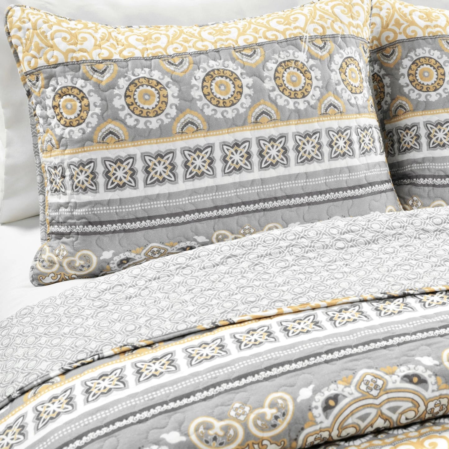 The Curated Nomad La Boheme Boho Stripe 3-piece Quilt Set