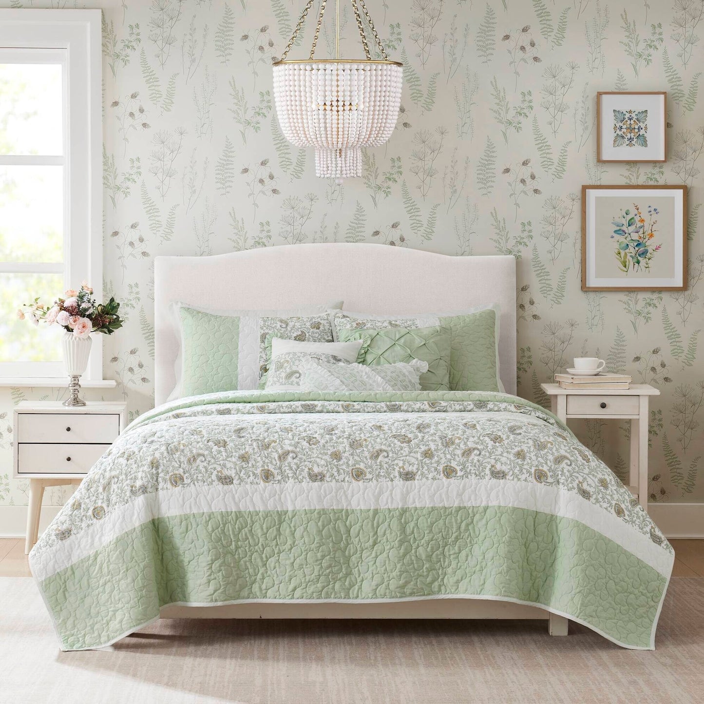 Madison Park Vanessa 6 Piece Cotton Percale Quilt Set with Throw Pillows