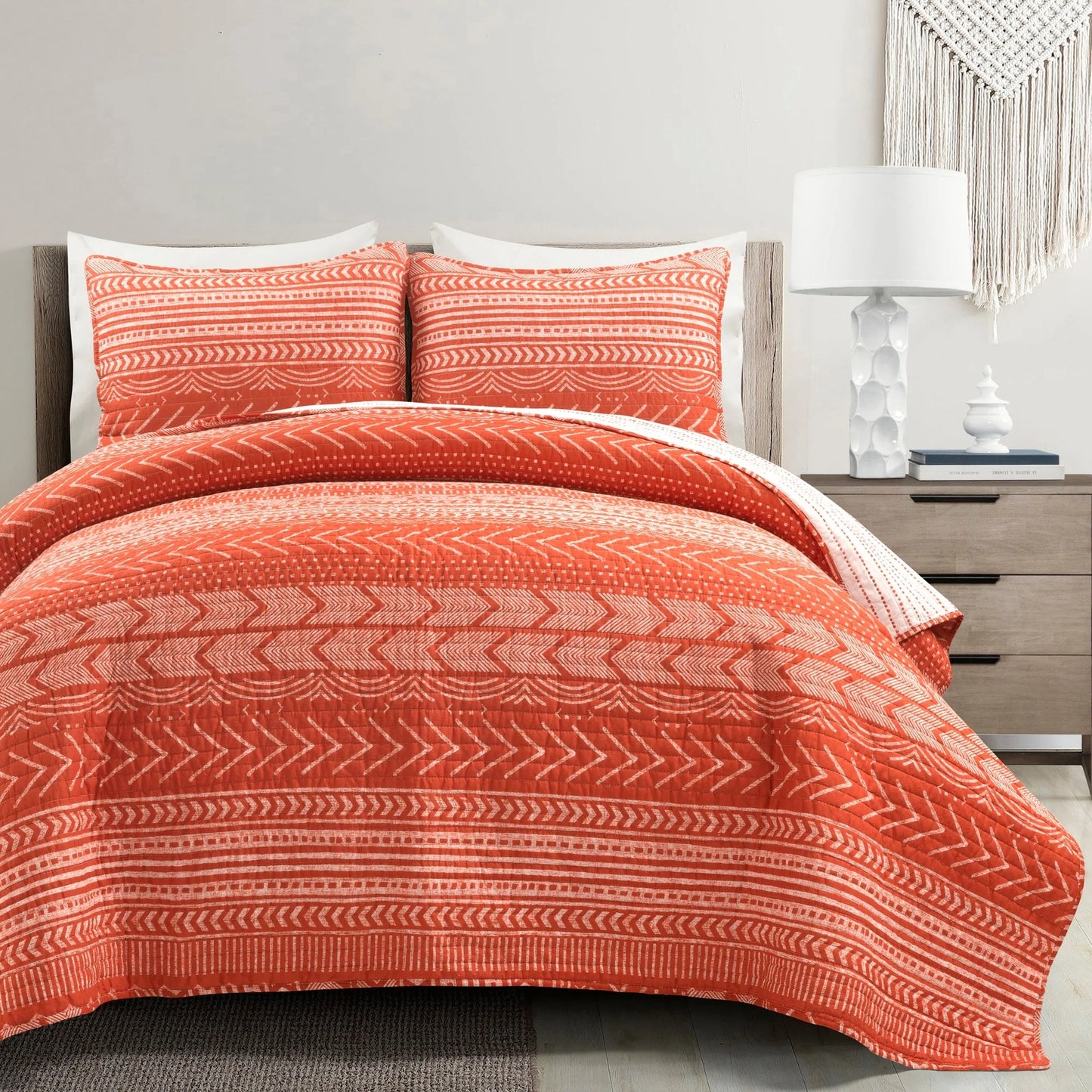 Lush Decor Hygge Geometric Pattern 3-piece Quilt Set