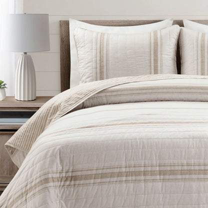 Lush Decor Farmhouse Stripe 3 Piece Quilt Set