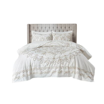 Madison Park Juliana Ivory/ Taupe Tufted Cotton Chenille Coverlet Set