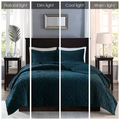Madison Park Emery 3 Piece Velvet Quilt Set