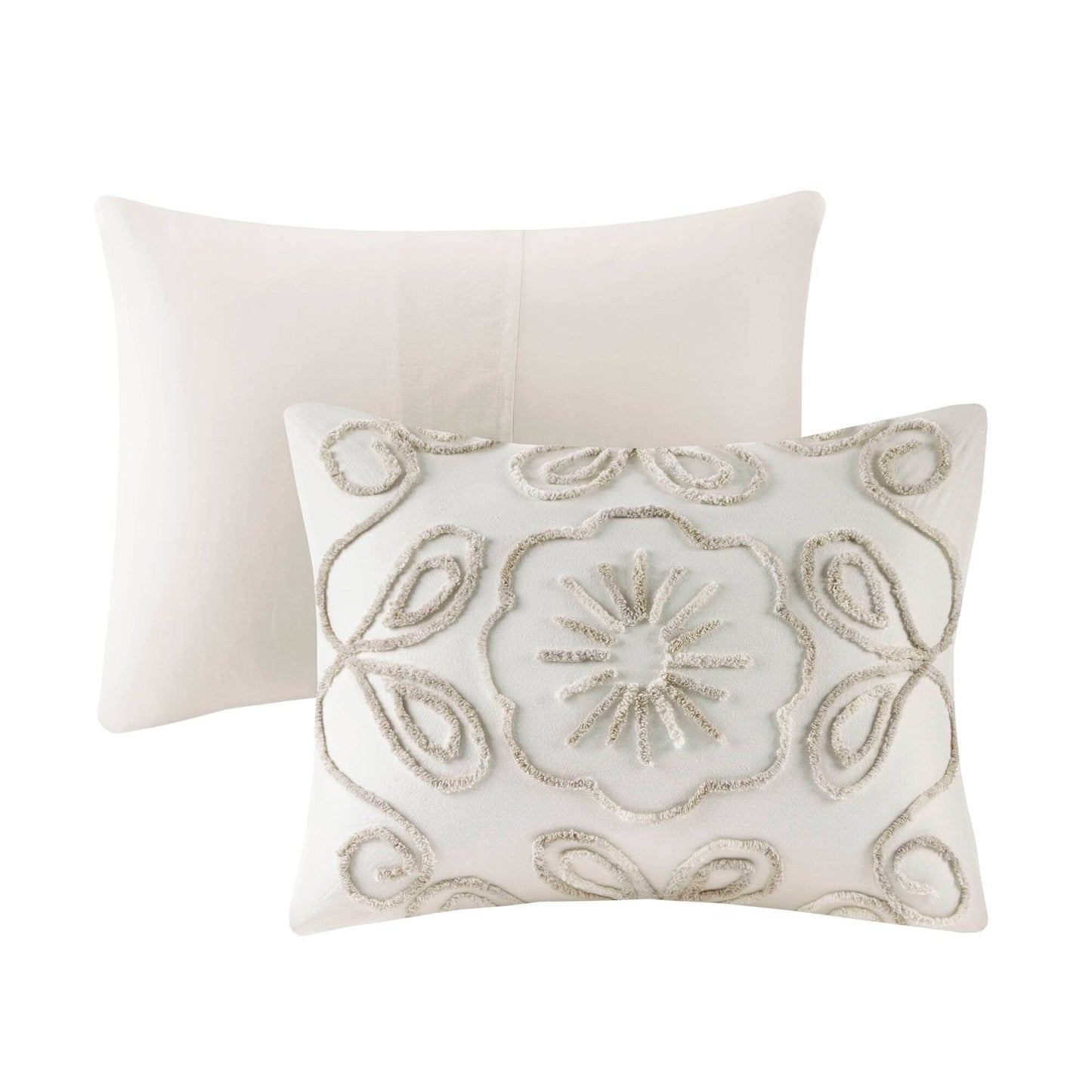 Madison Park Juliana Ivory/ Taupe Tufted Cotton Chenille Coverlet Set