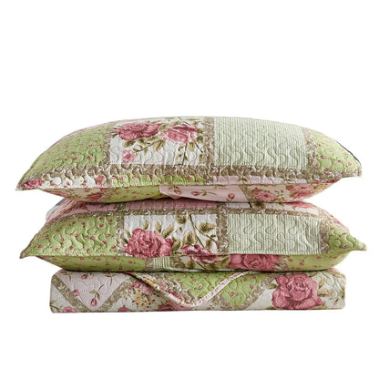 Vintage Rose Reversible Quilt Set, Bedspread, Coverlet