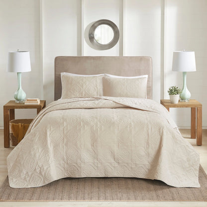 510 Design Hayley Oversized Solid Texture 3 Piece Reversible Bedspread Set