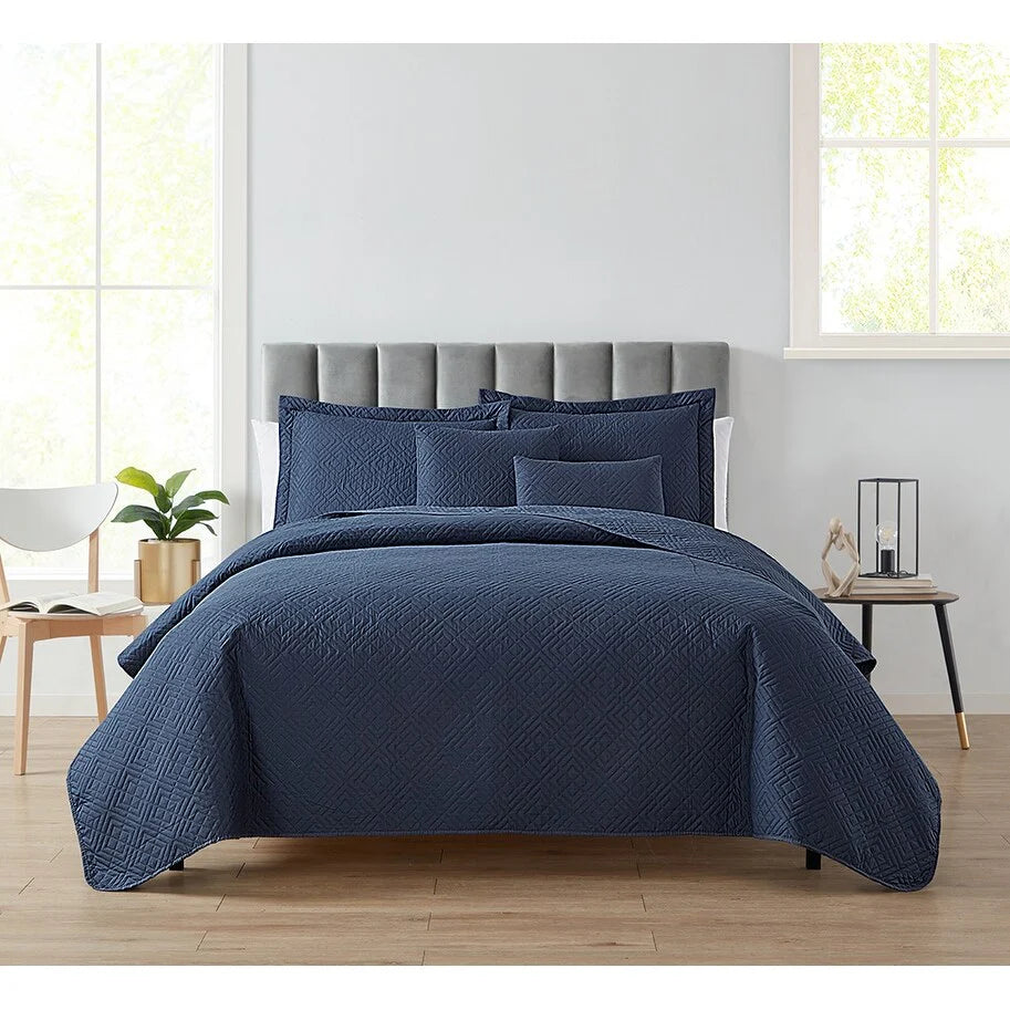 Clara Clark Bedspread Quilt Set - Embossed Pinsonic Lightweight Coverlet Set