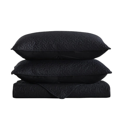 3-piece Fashionable Solid Embossed Quilt Set Bedspread Cover