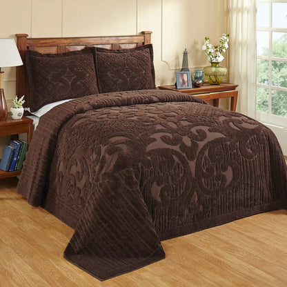 Better Trends Chenille Bedspread Set with Sham Medallion Design 100% Cotton Soft Machine Washable Tufted Ashton Collection