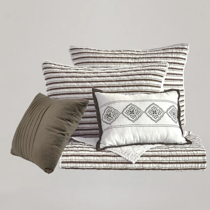 Wonderful 5 Piece Striped Coverlet Set