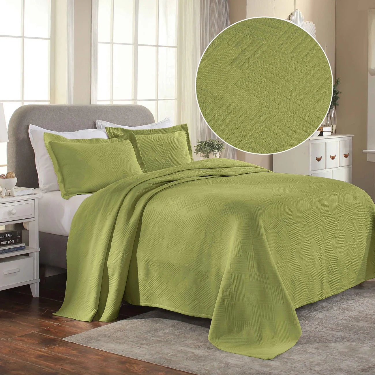 Superior Geometric Fret Cotton Decorative Bedspread Set