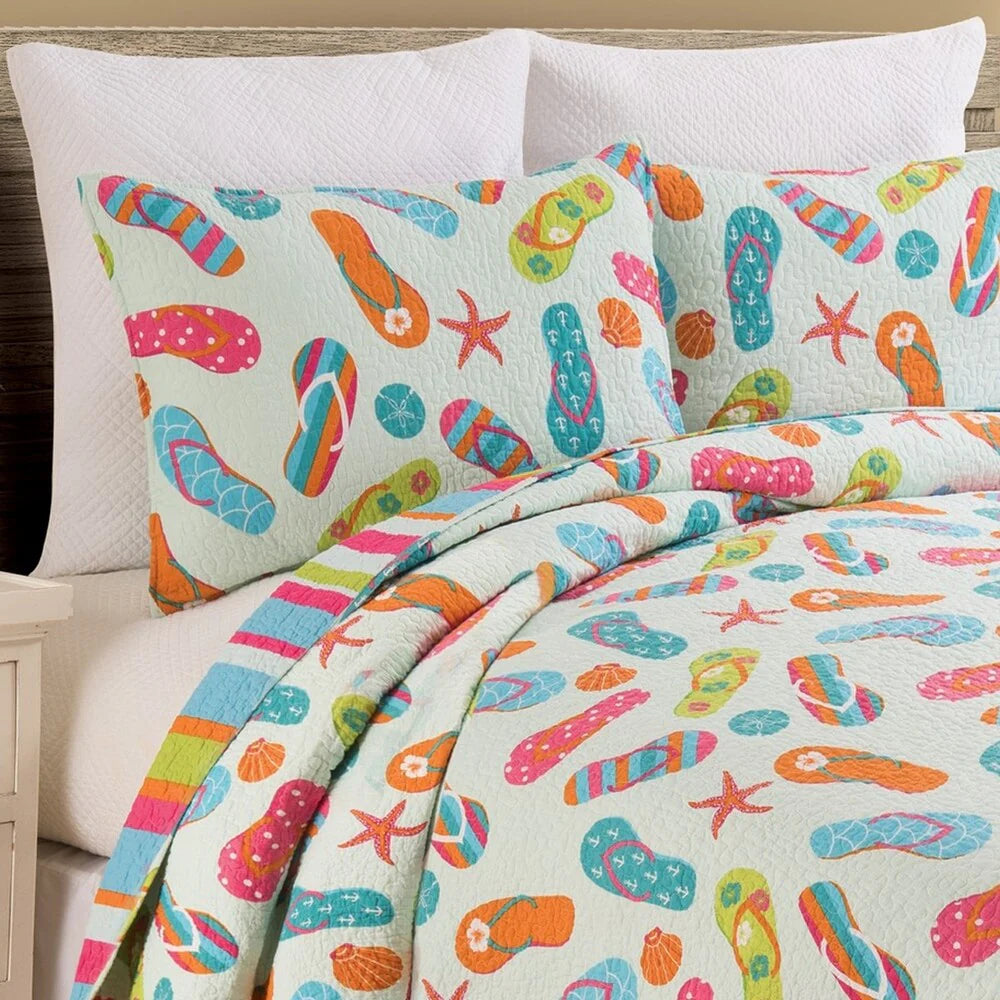 Flip Flop Life Cotton Quilt Set